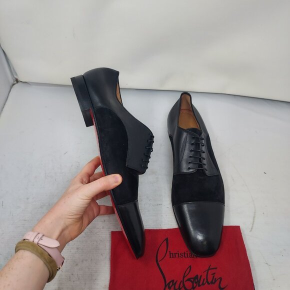 Christian Louboutin Black Leather Suede Daviol Derby MENS Shoe main image 8